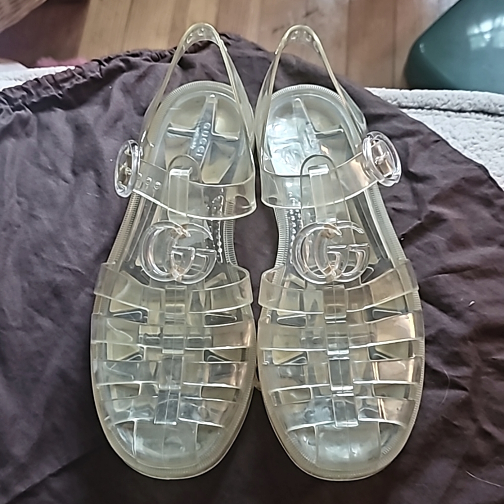 Gucci Jelly  Sandals 37 Clear Double G